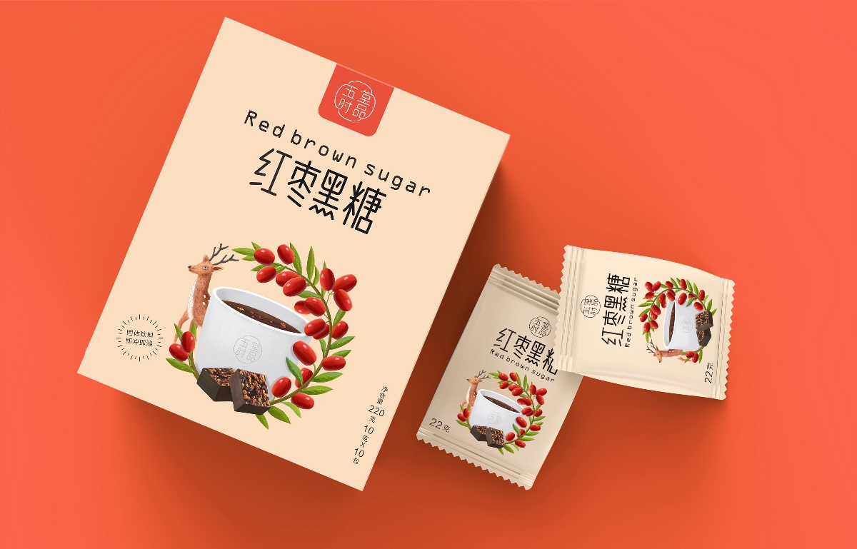 創(chuàng)意極簡黑糖茶包裝設計