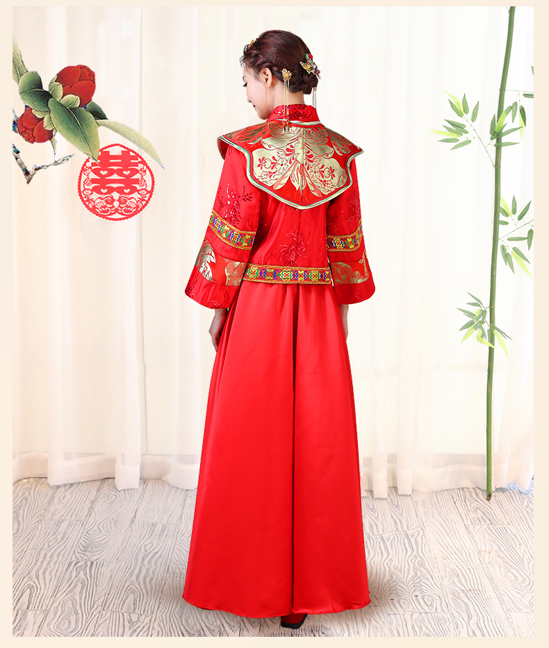 傳統(tǒng)古典刺繡中式禮服，中國風(fēng)唯美新娘禮服