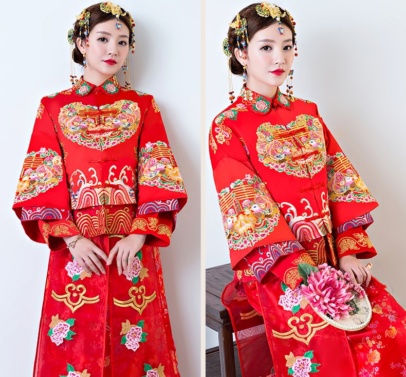 中國古典元素中式禮服，中國風(fēng)新娘結(jié)婚禮服