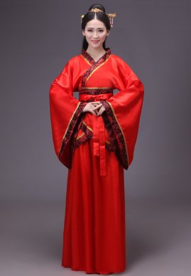 經(jīng)典中國紅漢服古裝美女圖片