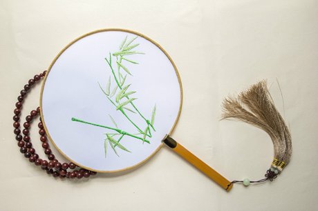 高風亮節(jié)竹子刺繡團扇，古典繡花宮扇工藝扇子