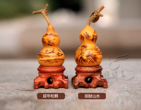 中國(guó)風(fēng)古典山水手工烙畫(huà)葫蘆工藝品