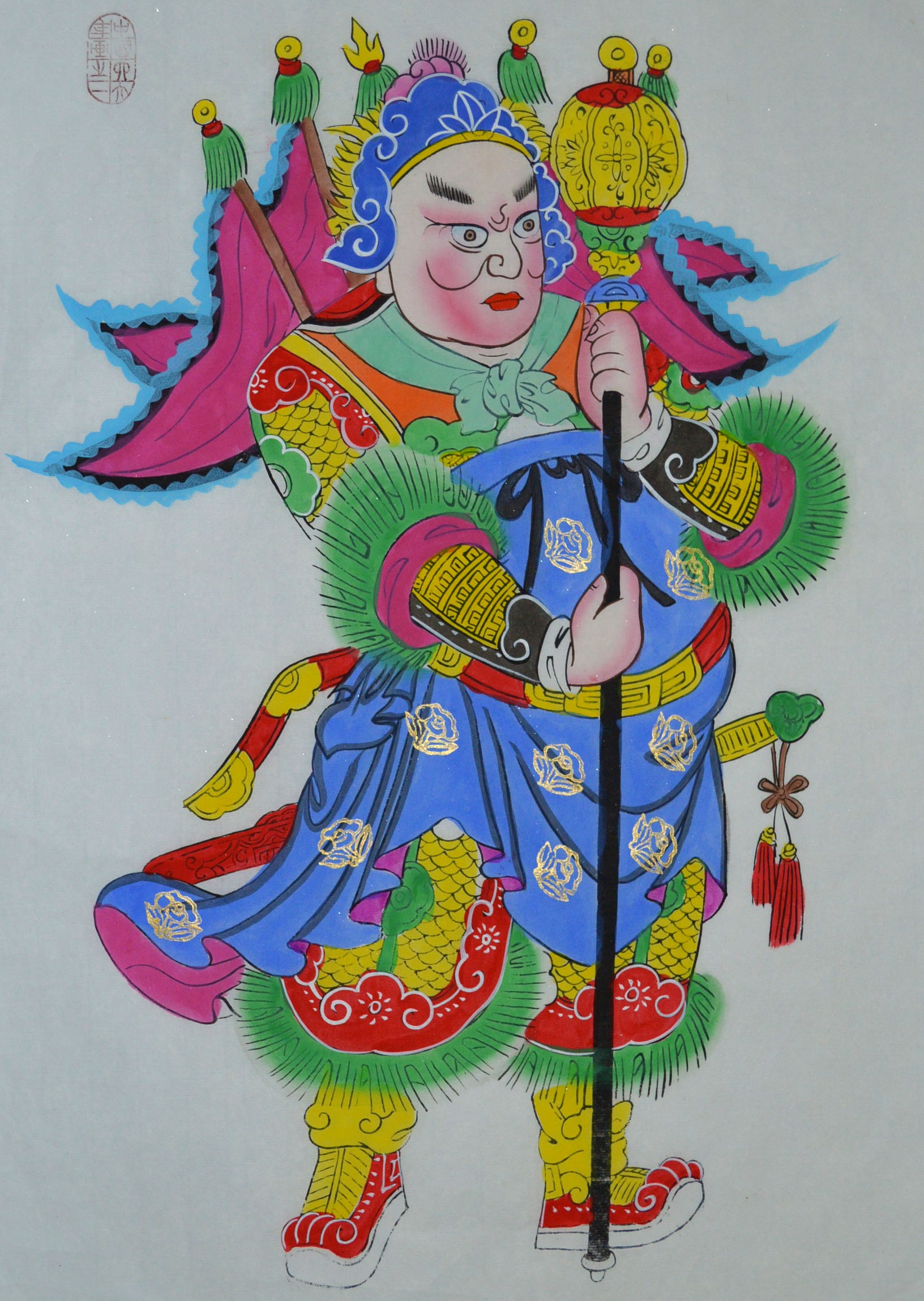 唯美生動(dòng)門(mén)神年畫(huà)，古風(fēng)手繪中國(guó)年畫(huà)